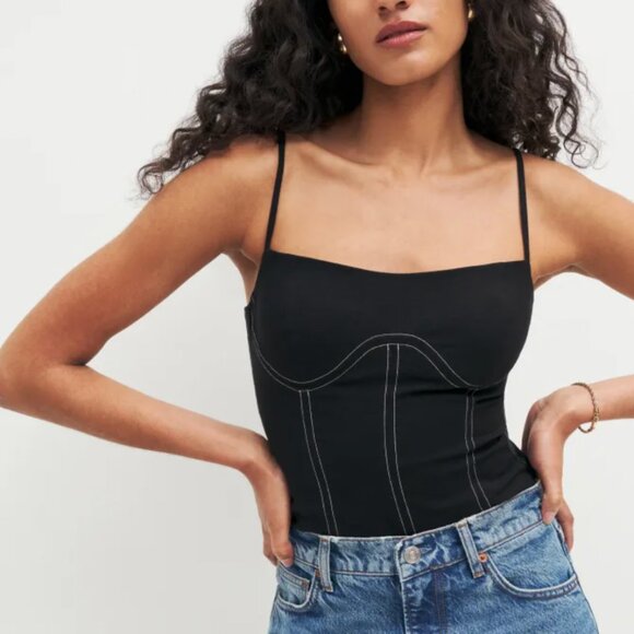 Reformation Tops - NWT Reformation Kary Knit Top Sz2 Black Noir Stretch Causal